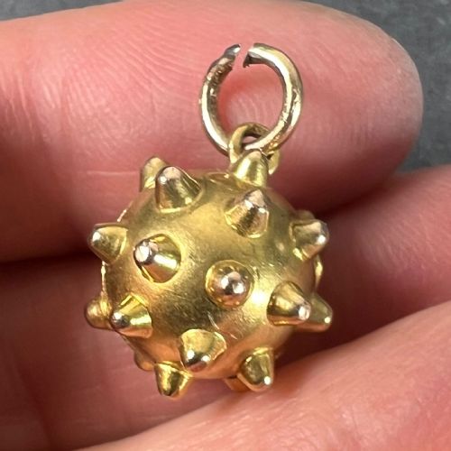 VINTAGE DECO SPUTNIK LOCKET 18K YELLOW GOLD CHARM PENDANT - ADDITIONAL PHOTO 6