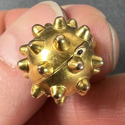 VINTAGE DECO SPUTNIK LOCKET 18K YELLOW GOLD CHARM PENDANT - ADDITIONAL PHOTO 7