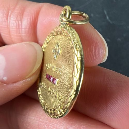 AUGIS FRENCH PLUS HIER RUBY DIAMOND 18K YELLOW GOLD LOVE CHARM PENDANT - ADDITIONAL PHOTO 5