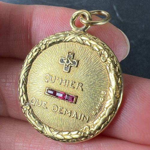 AUGIS FRENCH PLUS HIER RUBY DIAMOND 18K YELLOW GOLD LOVE CHARM PENDANT - ADDITIONAL PHOTO 6