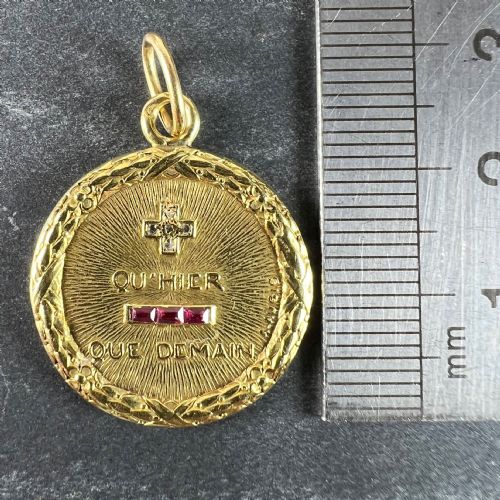 AUGIS FRENCH PLUS HIER RUBY DIAMOND 18K YELLOW GOLD LOVE CHARM PENDANT - ADDITIONAL PHOTO 9