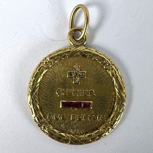 AUGIS FRENCH PLUS HIER RUBY DIAMOND 18K YELLOW GOLD LOVE CHARM PENDANT - ADDITIONAL PHOTO 11