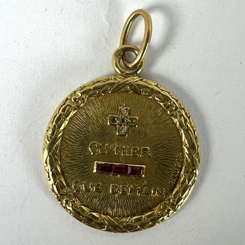 AUGIS FRENCH PLUS HIER RUBY DIAMOND 18K YELLOW GOLD LOVE CHARM PENDANT - ADDITIONAL PHOTO 12