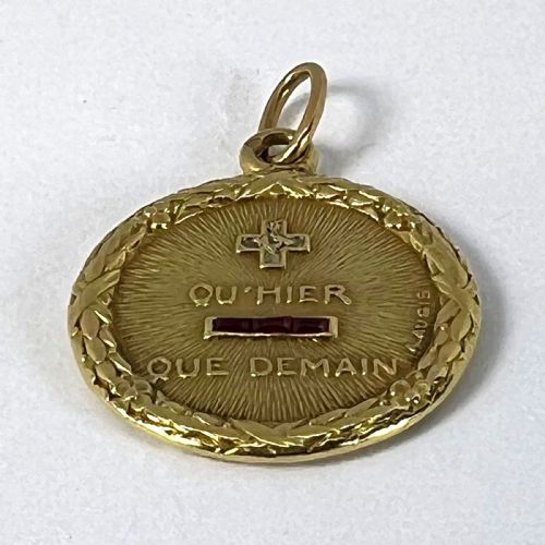 AUGIS FRENCH PLUS HIER RUBY DIAMOND 18K YELLOW GOLD LOVE CHARM PENDANT - ADDITIONAL PHOTO 14