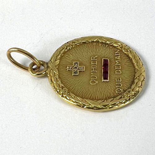AUGIS FRENCH PLUS HIER RUBY DIAMOND 18K YELLOW GOLD LOVE CHARM PENDANT - ADDITIONAL PHOTO 15
