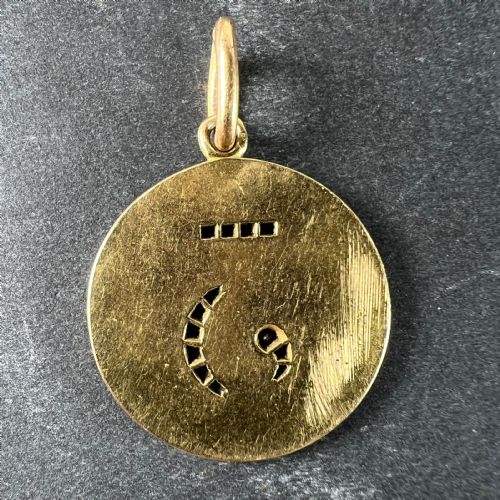 LUCKY 'NUMBER 3' BAGUETTE CUT RUBY 18K YELLOW GOLD GOOD LUCK CHARM PENDANT - ADDITIONAL PHOTO 2