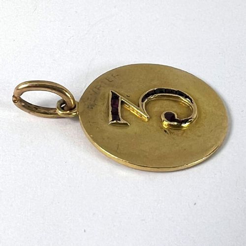 LUCKY 'NUMBER 3' BAGUETTE CUT RUBY 18K YELLOW GOLD GOOD LUCK CHARM PENDANT - ADDITIONAL PHOTO 13