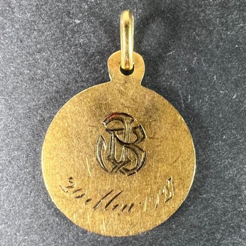 ANTIQUE FRENCH 18K YELLOW GOLD VIRGIN MARY RELIGIOUS PENDANT MEDAL - ADDITIONAL PHOTO 2