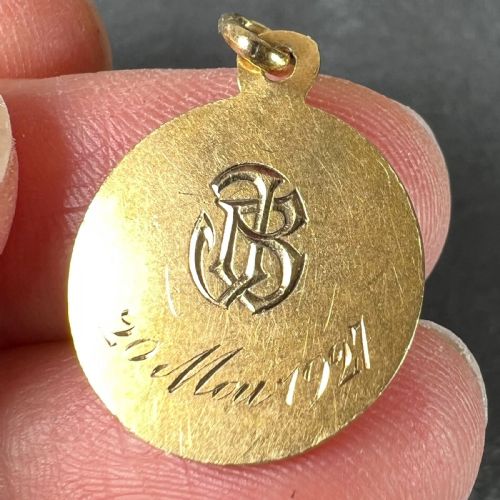 ANTIQUE FRENCH 18K YELLOW GOLD VIRGIN MARY RELIGIOUS PENDANT MEDAL - ADDITIONAL PHOTO 7