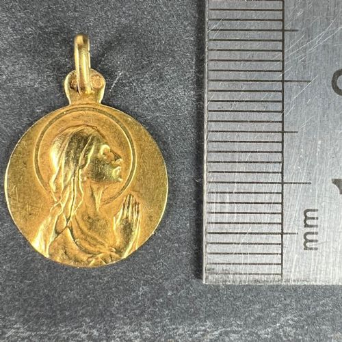 ANTIQUE FRENCH 18K YELLOW GOLD VIRGIN MARY RELIGIOUS PENDANT MEDAL - ADDITIONAL PHOTO 8