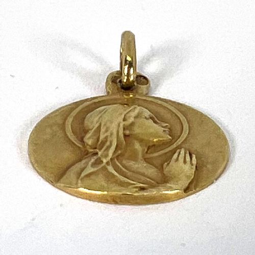 ANTIQUE FRENCH 18K YELLOW GOLD VIRGIN MARY RELIGIOUS PENDANT MEDAL - ADDITIONAL PHOTO 11