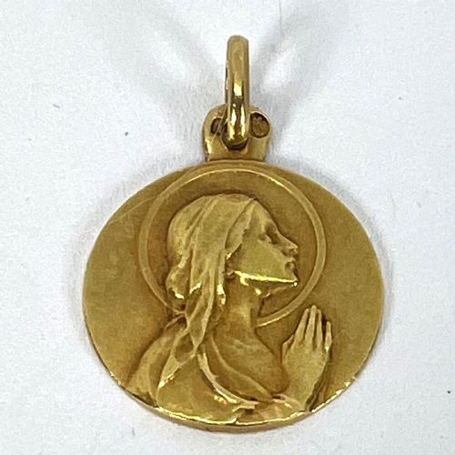 ANTIQUE FRENCH 18K YELLOW GOLD VIRGIN MARY RELIGIOUS PENDANT MEDAL - ADDITIONAL PHOTO 13