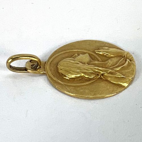 ANTIQUE FRENCH 18K YELLOW GOLD VIRGIN MARY RELIGIOUS PENDANT MEDAL - ADDITIONAL PHOTO 14
