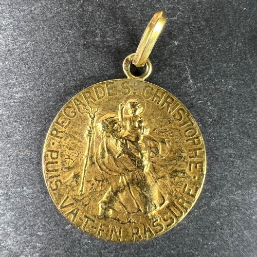 FRENCH TAIRAC SAINT CHRISTOPHER 18K YELLOW GOLD RELIGIOUS TRAVEL MEDAL PENDANT - ADDITIONAL PHOTO 1