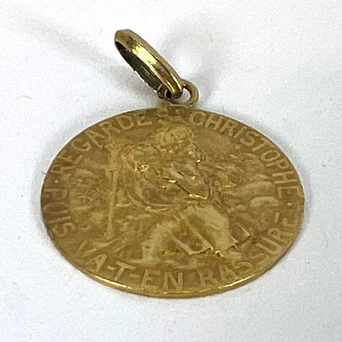 FRENCH TAIRAC SAINT CHRISTOPHER 18K YELLOW GOLD RELIGIOUS TRAVEL MEDAL PENDANT - ADDITIONAL PHOTO 11