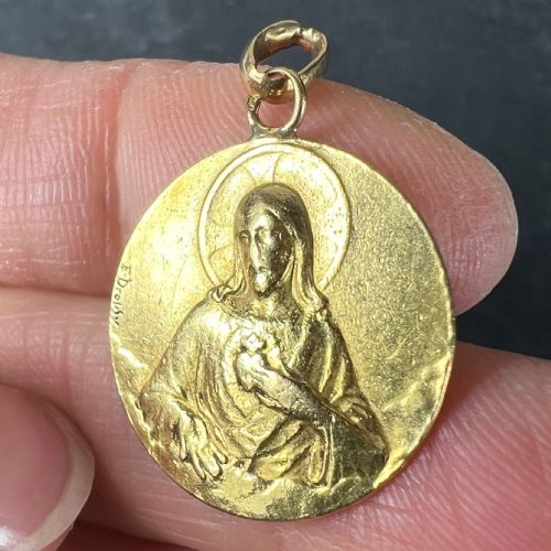 DROPSY SACRED HEART VIRGIN MARY MADONNA CARMELI 18K YELLOW GOLD MEDAL PENDANT - ADDITIONAL PHOTO 5