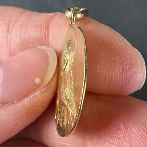 DROPSY SACRED HEART VIRGIN MARY MADONNA CARMELI 18K YELLOW GOLD MEDAL PENDANT - ADDITIONAL PHOTO 7