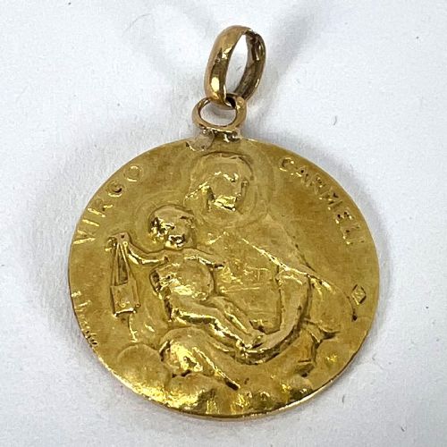 DROPSY SACRED HEART VIRGIN MARY MADONNA CARMELI 18K YELLOW GOLD MEDAL PENDANT - ADDITIONAL PHOTO 10
