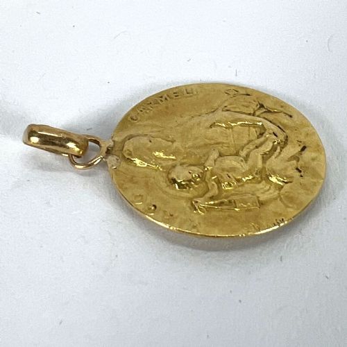 DROPSY SACRED HEART VIRGIN MARY MADONNA CARMELI 18K YELLOW GOLD MEDAL PENDANT - ADDITIONAL PHOTO 12
