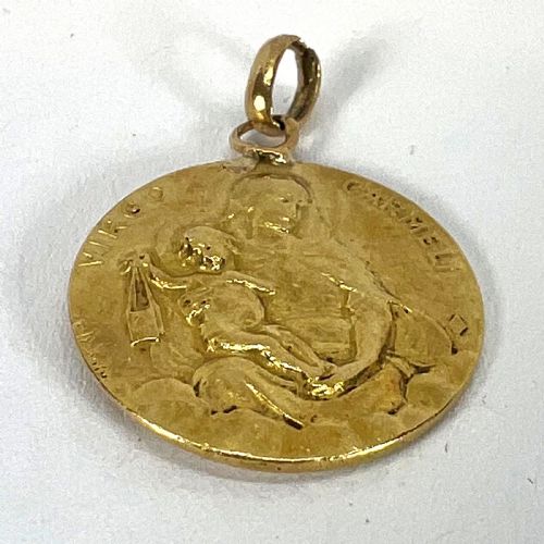 DROPSY SACRED HEART VIRGIN MARY MADONNA CARMELI 18K YELLOW GOLD MEDAL PENDANT - ADDITIONAL PHOTO 13