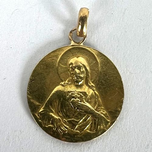 DROPSY SACRED HEART VIRGIN MARY MADONNA CARMELI 18K YELLOW GOLD MEDAL PENDANT - ADDITIONAL PHOTO 14