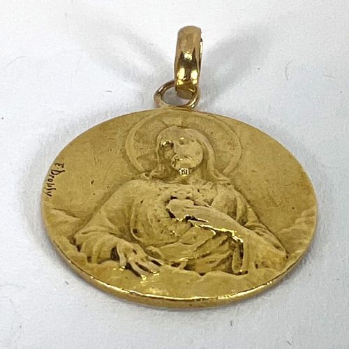 DROPSY SACRED HEART VIRGIN MARY MADONNA CARMELI 18K YELLOW GOLD MEDAL PENDANT - ADDITIONAL PHOTO 16