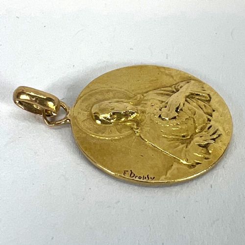 DROPSY SACRED HEART VIRGIN MARY MADONNA CARMELI 18K YELLOW GOLD MEDAL PENDANT - ADDITIONAL PHOTO 17