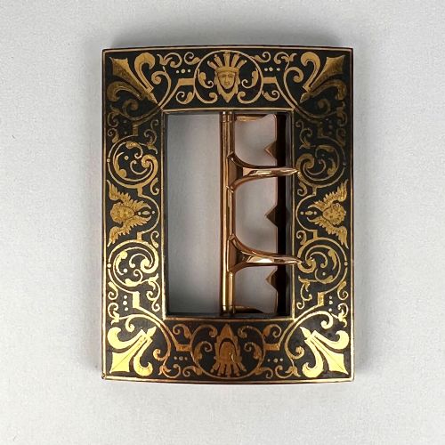 FRENCH TISSOT 18K YELLOW GOLD DAMASCENE STEEL BELT BUCKLE - ADDITIONAL PHOTO 16