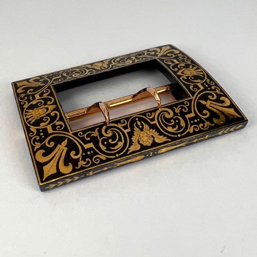 FRENCH TISSOT 18K YELLOW GOLD DAMASCENE STEEL BELT BUCKLE - ADDITIONAL PHOTO 17