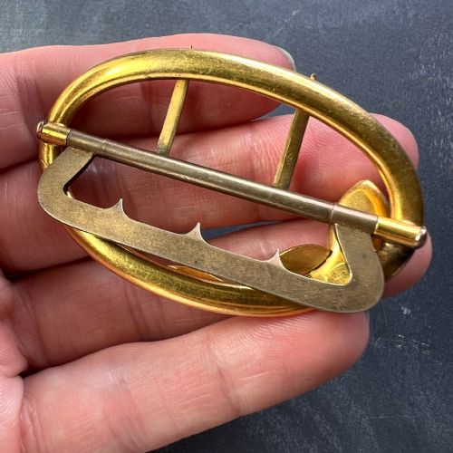 FRENCH 18K YELLOW GOLD SILVER GARNET SNAKE BELT BUCKLE - ADDITIONAL PHOTO 9
