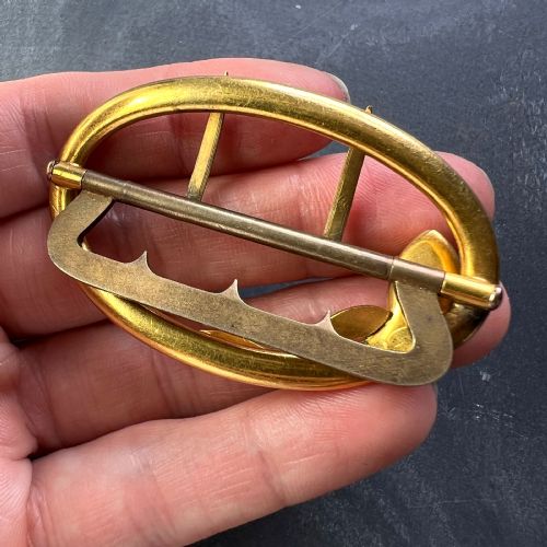 FRENCH 18K YELLOW GOLD SILVER GARNET SNAKE BELT BUCKLE - ADDITIONAL PHOTO 10