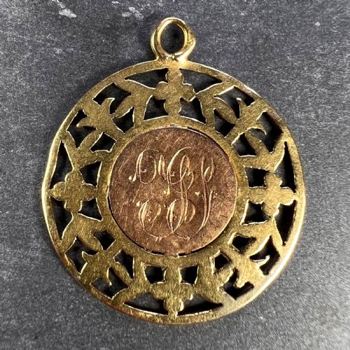FRENCH DROPSY MADONNA AND CHILD 18K YELLOW ROSE GOLD CHARM PENDANT - ADDITIONAL PHOTO 2