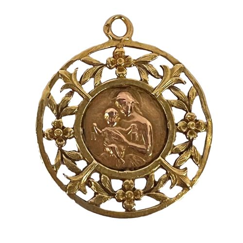 FRENCH DROPSY MADONNA AND CHILD 18K YELLOW ROSE GOLD CHARM PENDANT - ADDITIONAL PHOTO 13