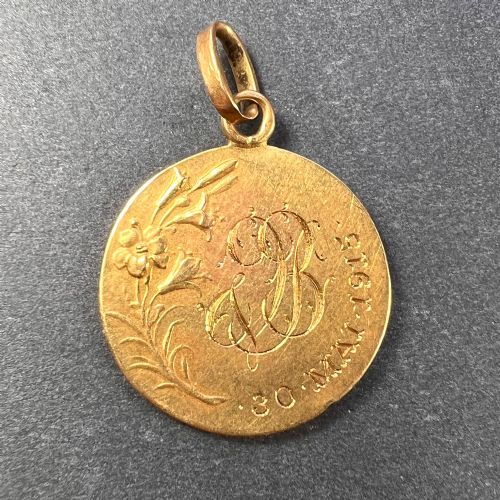 FRENCH DROPSY 18K YELLOW GOLD VIRGIN MARY CHARM PENDANT - ADDITIONAL PHOTO 1