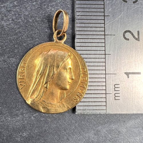 FRENCH DROPSY 18K YELLOW GOLD VIRGIN MARY CHARM PENDANT - ADDITIONAL PHOTO 8
