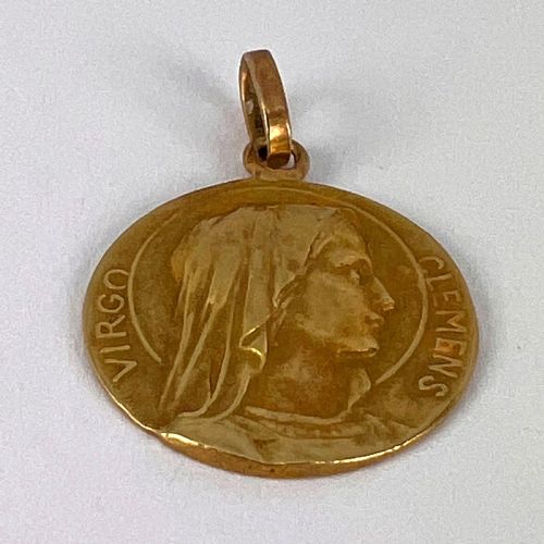 FRENCH DROPSY 18K YELLOW GOLD VIRGIN MARY CHARM PENDANT - ADDITIONAL PHOTO 10