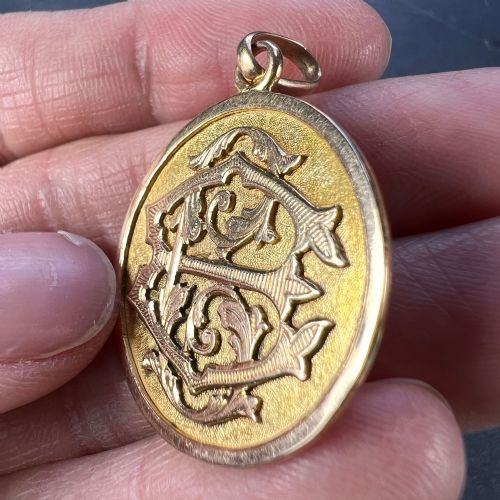 FRENCH 18K ROSE GOLD EC OR CE MONOGRAM MEDAL PENDANT - ADDITIONAL PHOTO 6