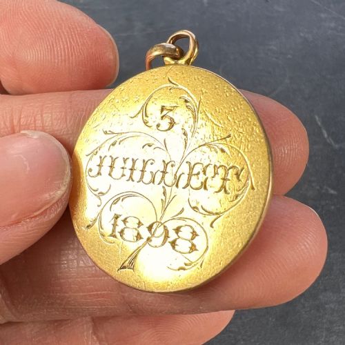 FRENCH 18K ROSE GOLD EC OR CE MONOGRAM MEDAL PENDANT - ADDITIONAL PHOTO 8