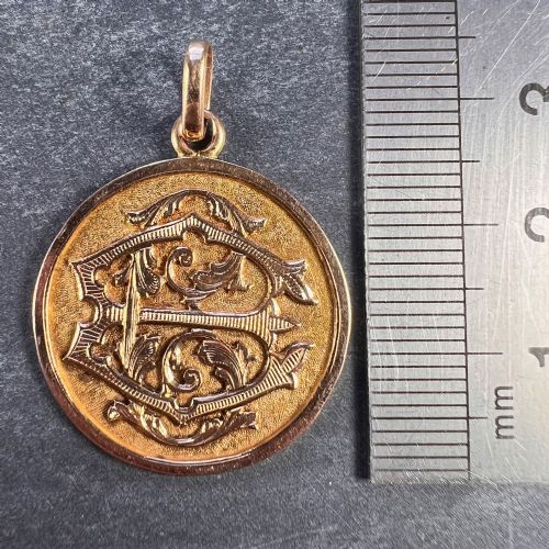 FRENCH 18K ROSE GOLD EC OR CE MONOGRAM MEDAL PENDANT - ADDITIONAL PHOTO 10
