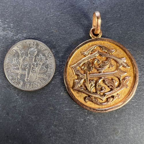 FRENCH 18K ROSE GOLD EC OR CE MONOGRAM MEDAL PENDANT - ADDITIONAL PHOTO 11
