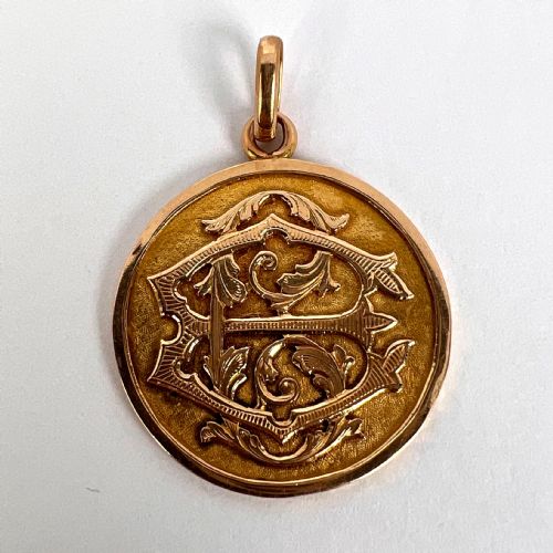 FRENCH 18K ROSE GOLD EC OR CE MONOGRAM MEDAL PENDANT - ADDITIONAL PHOTO 12