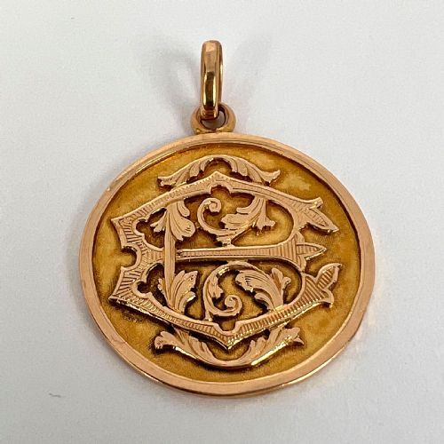 FRENCH 18K ROSE GOLD EC OR CE MONOGRAM MEDAL PENDANT - ADDITIONAL PHOTO 13