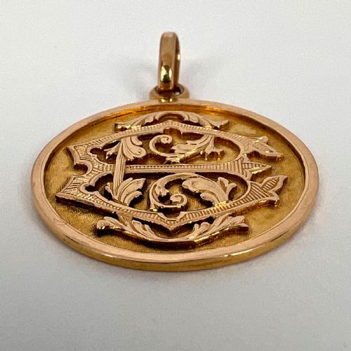 FRENCH 18K ROSE GOLD EC OR CE MONOGRAM MEDAL PENDANT - ADDITIONAL PHOTO 15