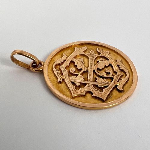 FRENCH 18K ROSE GOLD EC OR CE MONOGRAM MEDAL PENDANT - ADDITIONAL PHOTO 16
