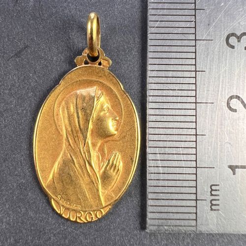 FRENCH SELLIER VIRGIN MARY 18K YELLOW GOLD MEDAL CHARM PENDANT - ADDITIONAL PHOTO 8