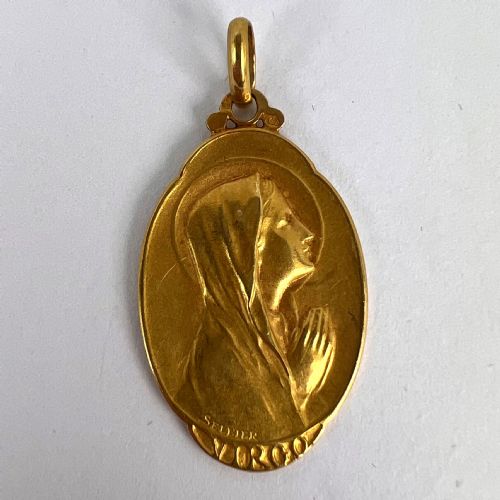 FRENCH SELLIER VIRGIN MARY 18K YELLOW GOLD MEDAL CHARM PENDANT - ADDITIONAL PHOTO 10