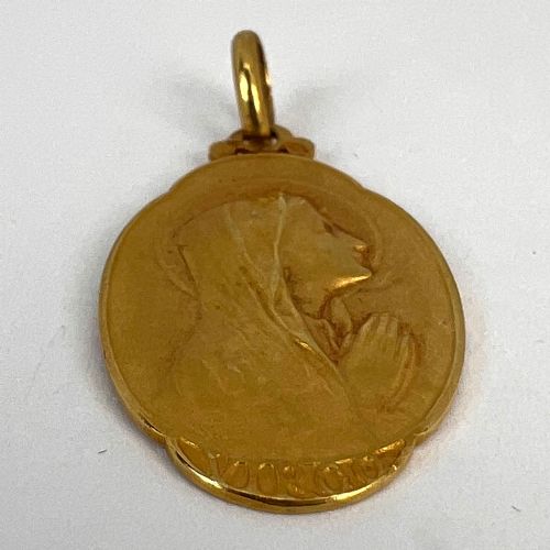 FRENCH SELLIER VIRGIN MARY 18K YELLOW GOLD MEDAL CHARM PENDANT - ADDITIONAL PHOTO 12