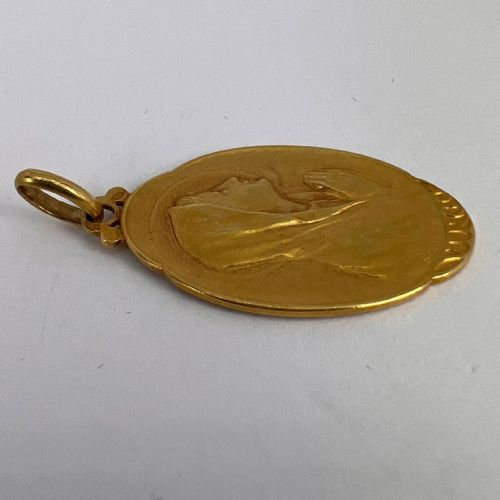 FRENCH SELLIER VIRGIN MARY 18K YELLOW GOLD MEDAL CHARM PENDANT - ADDITIONAL PHOTO 13