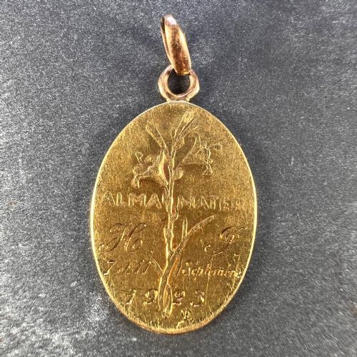 FRENCH DROPSY MADONNA AND CHILD 18K YELLOW GOLD CHARM PENDANT - ADDITIONAL PHOTO 2
