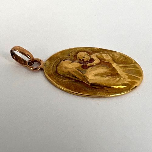 FRENCH DROPSY MADONNA AND CHILD 18K YELLOW GOLD CHARM PENDANT - ADDITIONAL PHOTO 13